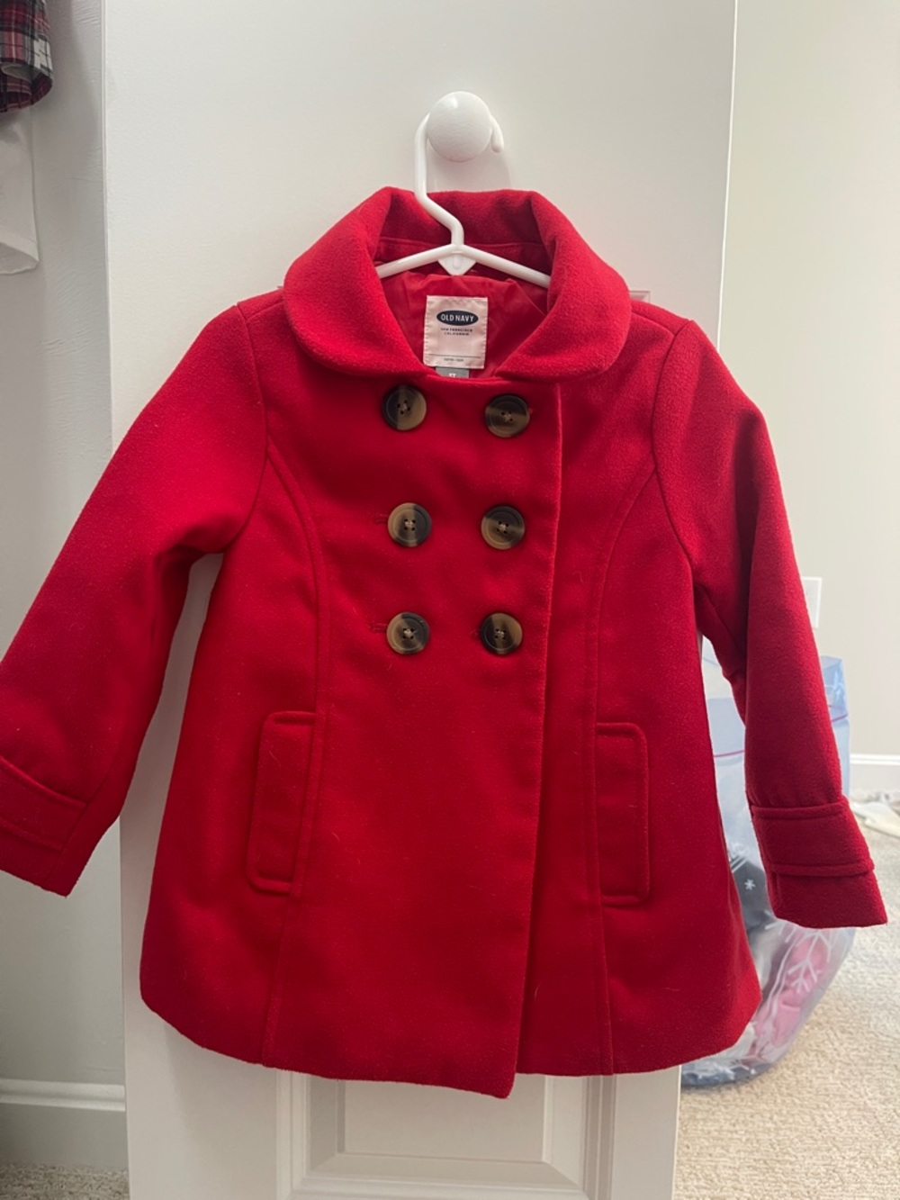 Old Navy Girls Red Double-Breasted Pea Coat